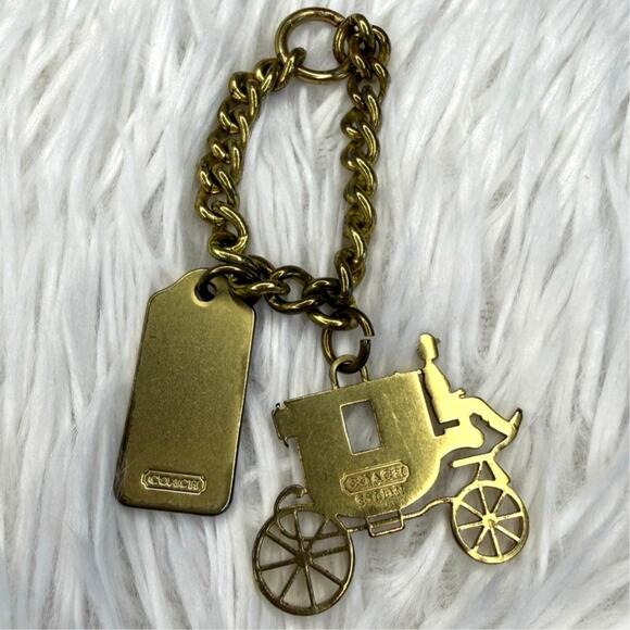 Vintage COACH y2k Carriage Brass Hangtag Bag Charm Key Fob - Picture 2 of 4
